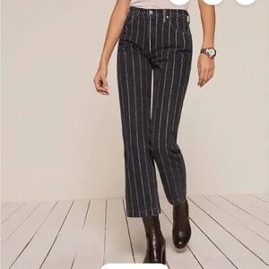 Reformation Black Pinstripe Jeans “smart ass” size 26
